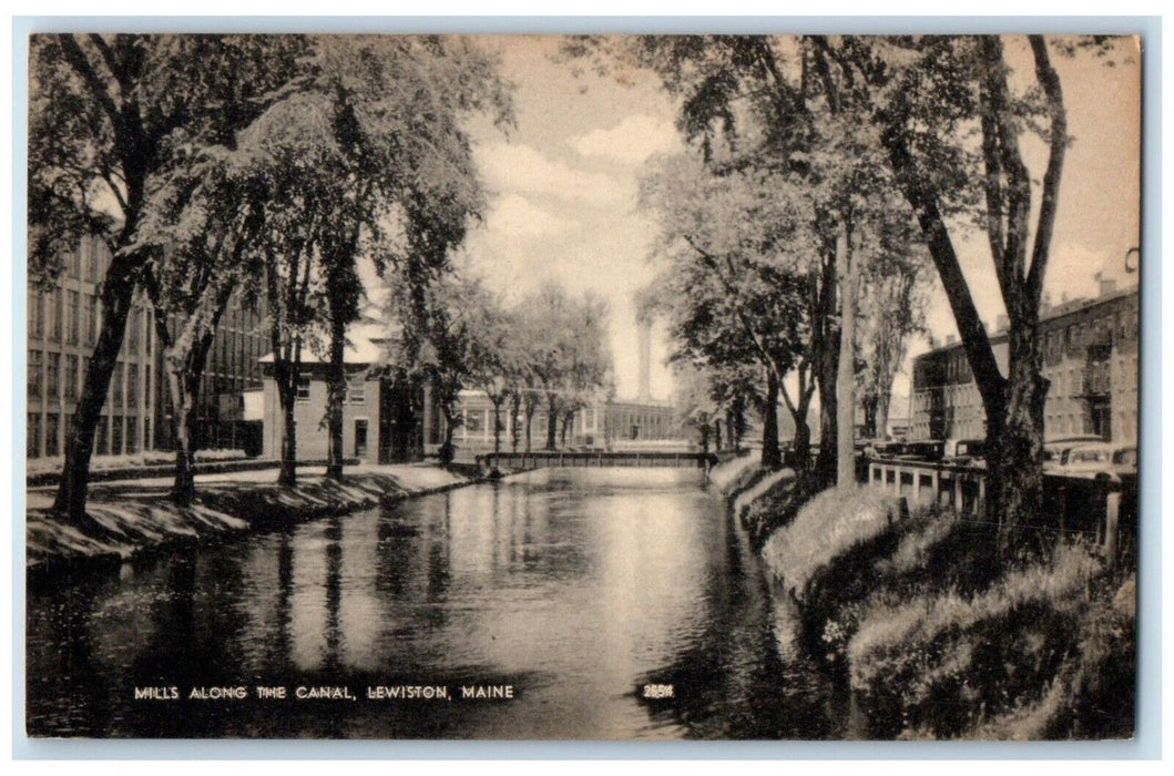 c1940 Scenic View Mills Along Canal Lewiston Maine ME Vintage Unposted Postcard