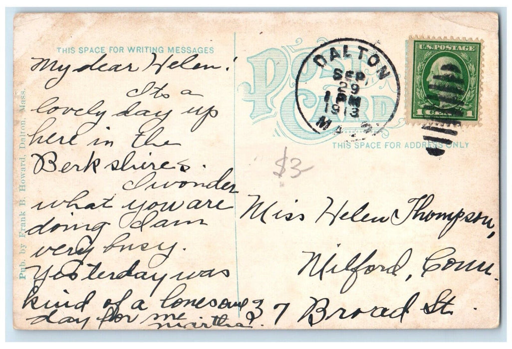 1913 Scenic View Roland Burbank Residence Lake Dalton Massachusetts MA Postcard