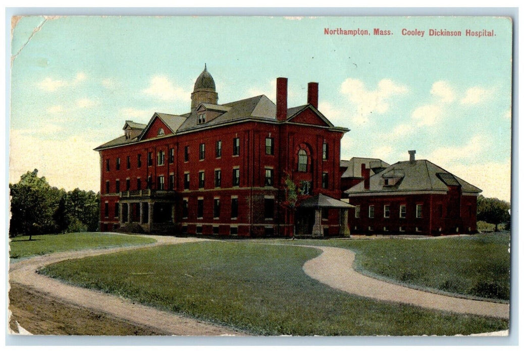 1911 Cooley Dickinson Hospital Exterior Field Northampton Massachusetts Postcard