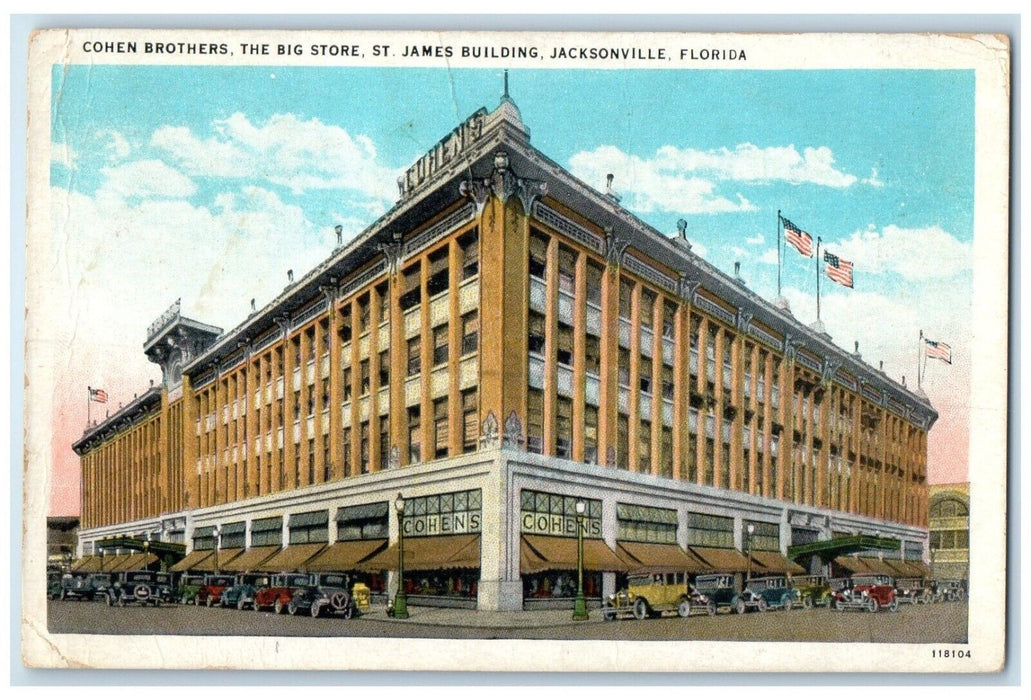 c1920 Cohen Brothers Big Store St. James Building Jacksonville Florida Postcard