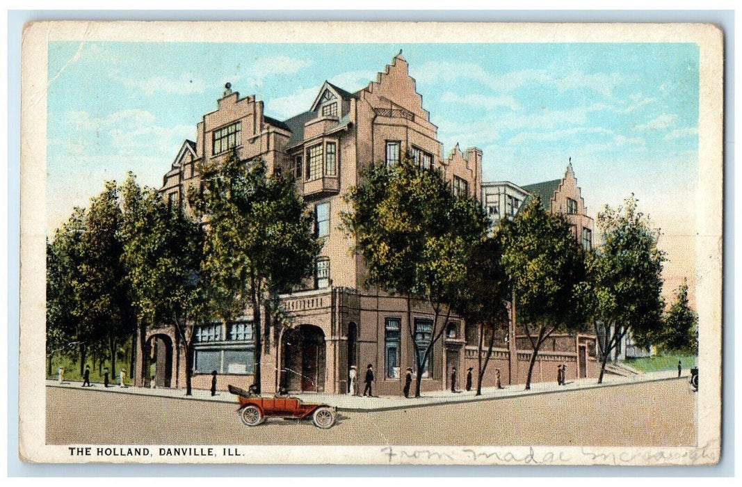 1936 Holland Exterior Building Classic Car Street Danville Illinois IL Postcard