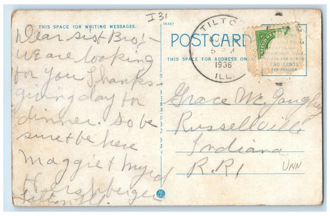 1936 Holland Exterior Building Classic Car Street Danville Illinois IL Postcard