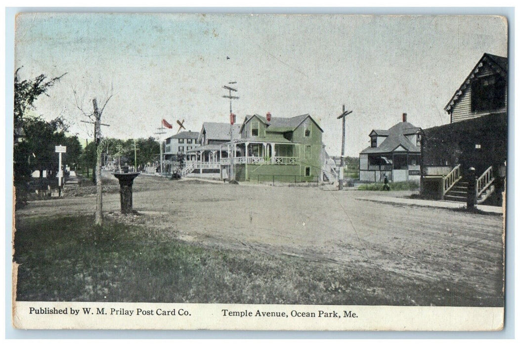 1915 Temple Avenue View Houses Ocean Park Maine ME Posted Antique Postcard