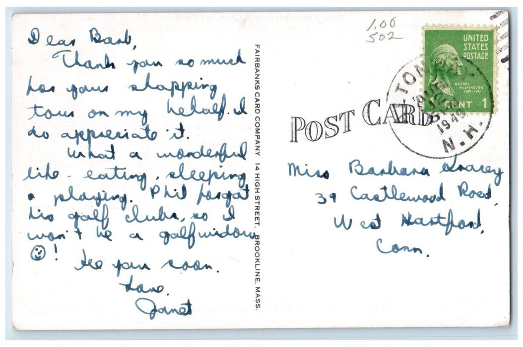 1949 Lake Winnipesaukee Alton Bay New Hampshire NH Posted Vintage Postcard