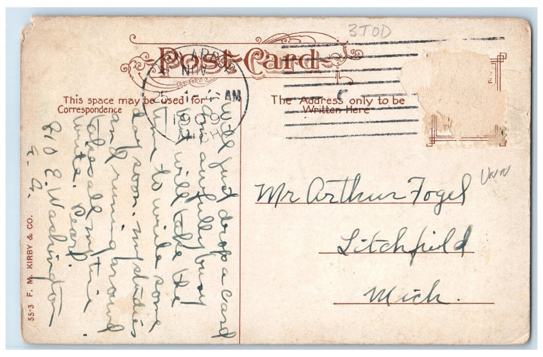1909 Law Building Scene Street Ann Arbor Michigan MI Posted Antique Postcard