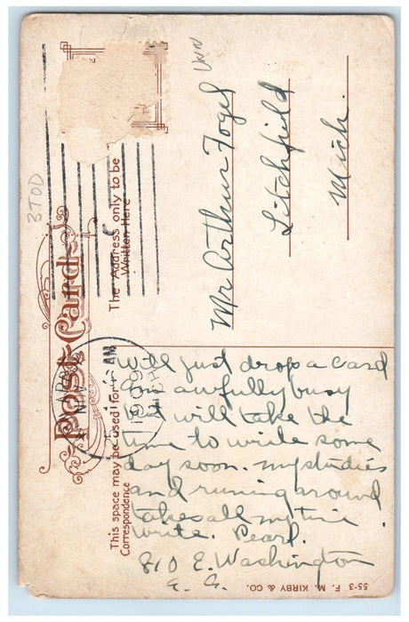 1909 Law Building Scene Street Ann Arbor Michigan MI Posted Antique Postcard