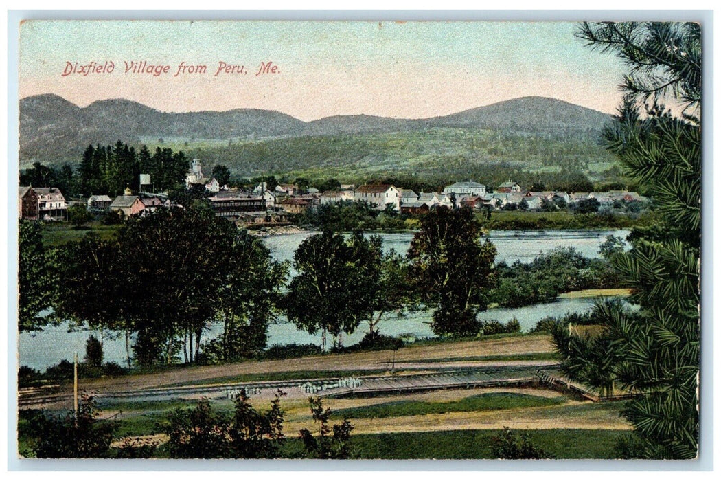 1911 View Of Dixfield Village From Peru Maine ME Posted Antique Postcard