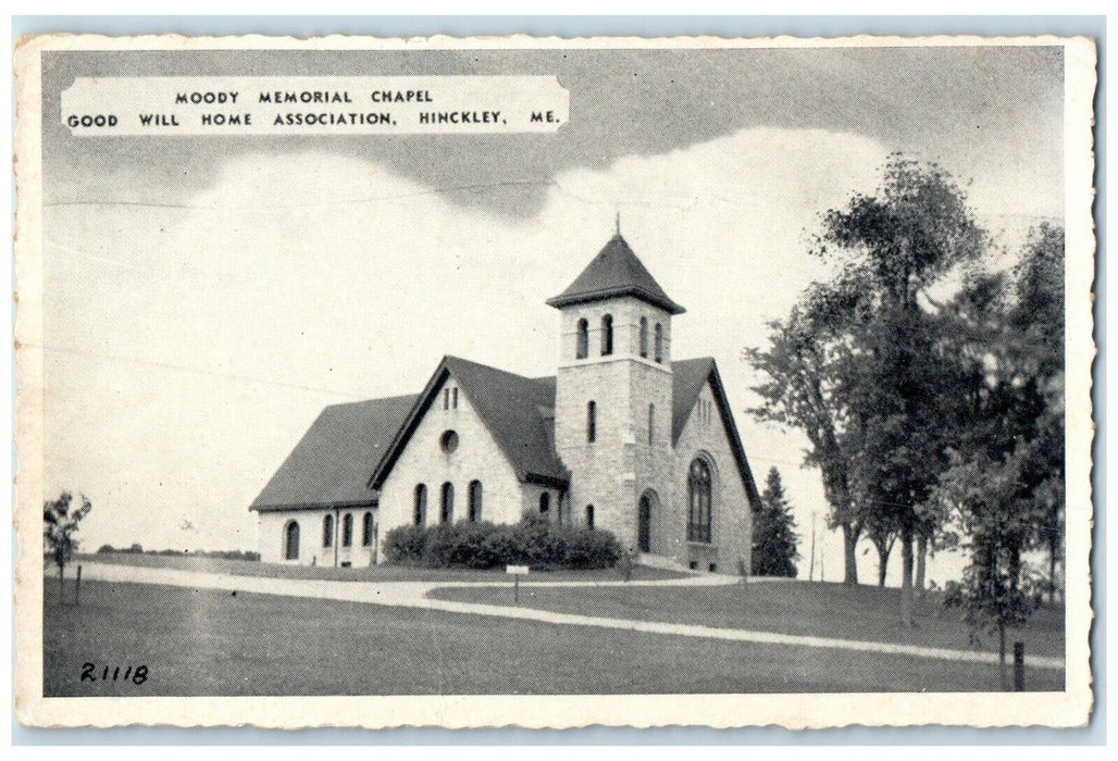 c1930's Moody Memorial Chapel Good Will Home Association Hinckley ME Postcard