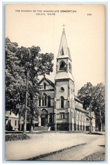 c1930's The Church Of The Immaculate Conception Calais Maine ME Vintage Postcard