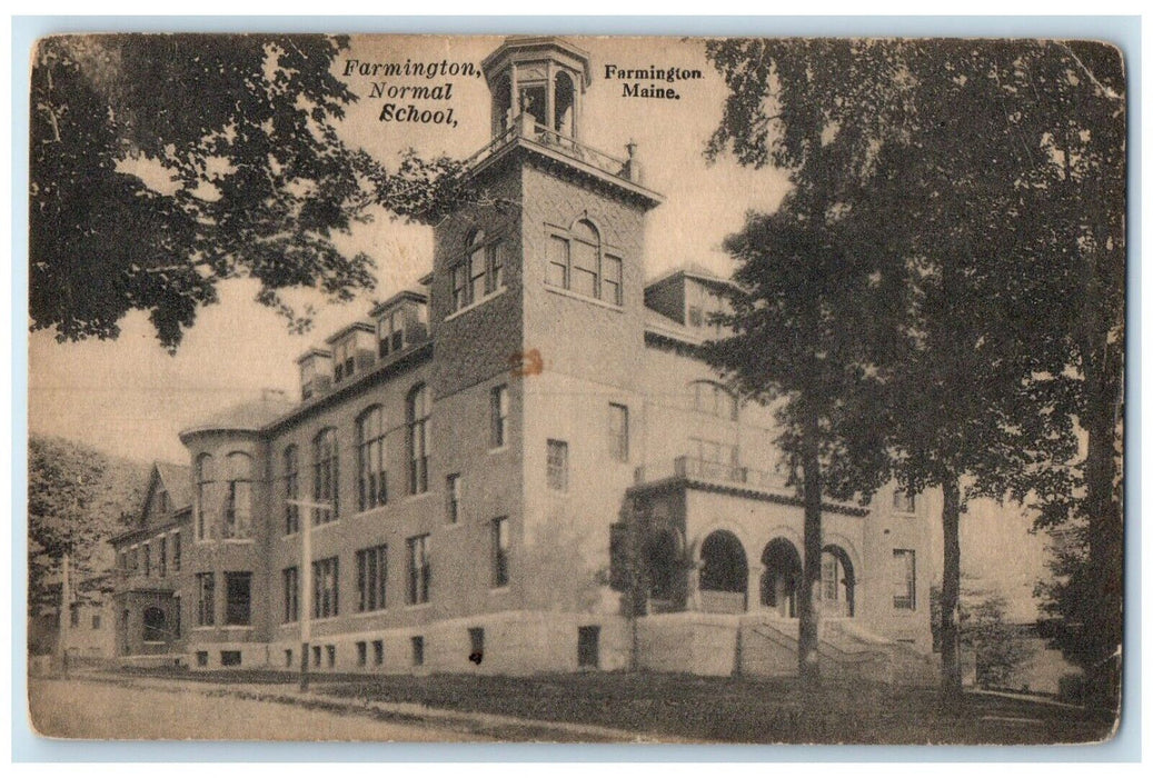 c1910's Farmington Normal School Building Scene Street Farmington ME Postcard