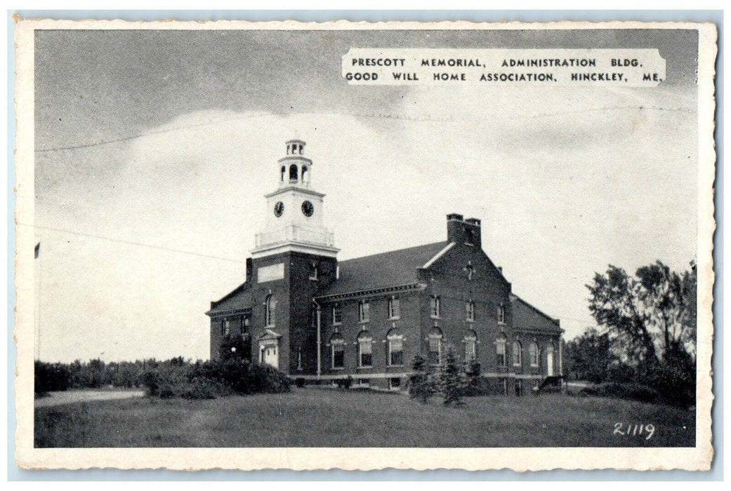 c1930's Prescott Memorial Administration Bldg. Hinckley Maine ME Postcard