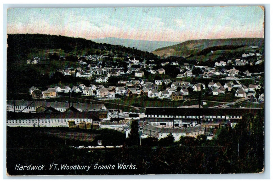 1908 Woodbury Granite Works Exterior Houses Building Hardwick Vermont Postcard