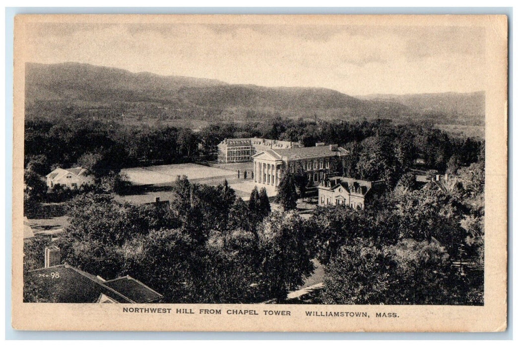 c1940 Northwest Hill From Chapel Tower Trees Williamstown Massachusetts Postcard