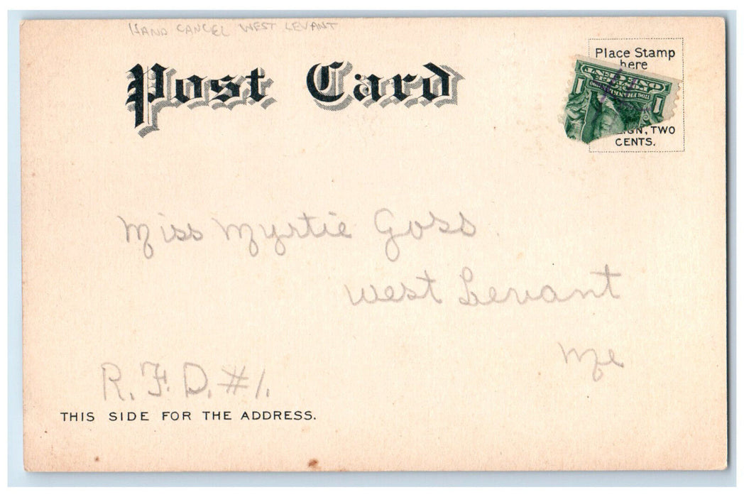 c1905 Chemical Hall Colby College Waterville ME Hand Cancel West Levant Postcard