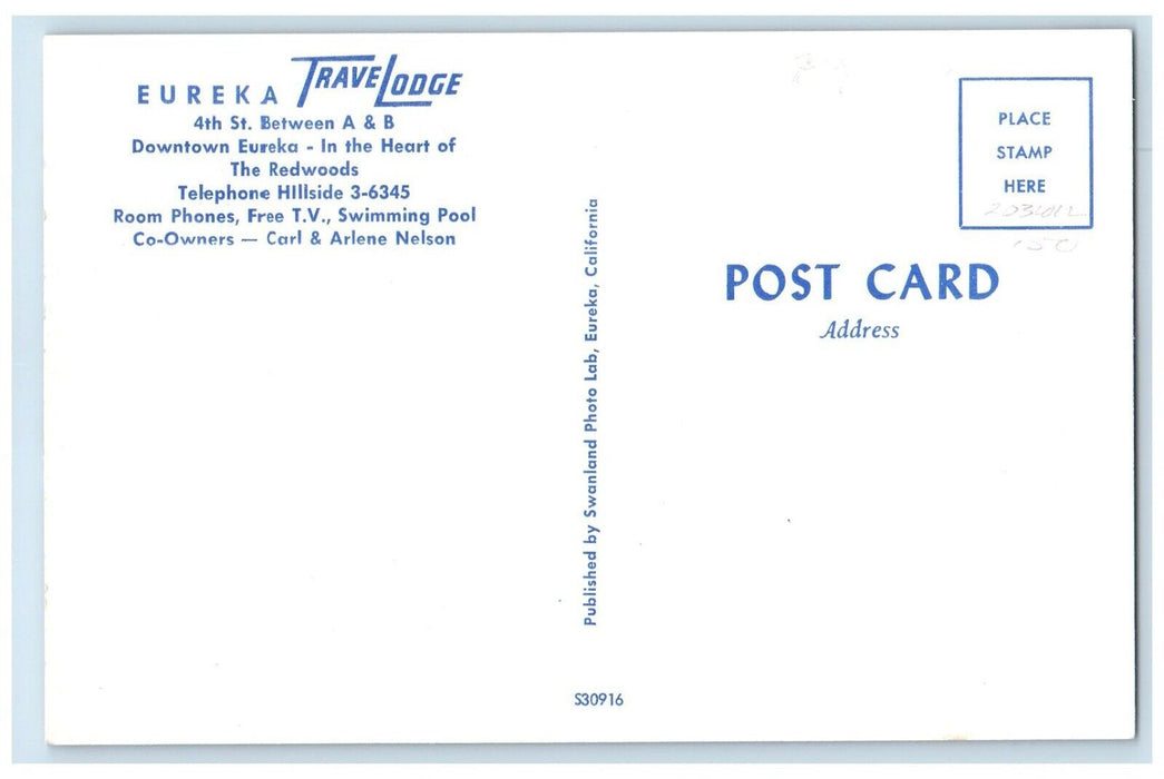 c1950's Eureka Travel Lodge Cars Office Roadside Eureka California CA Postcard