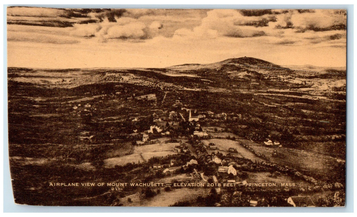 c1910 Airplane View of Mount Wachusett Princeton Massachusetts MA Postcard