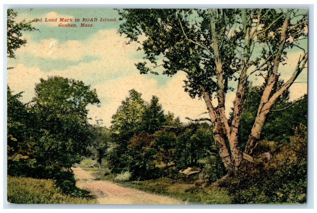 1911 Old Land Mark in Road Island Goshen Massachusetts MA Antique Postcard