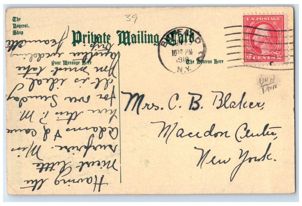 1918 The Roycroft Inn East Aurora New York NY Posted Antique PMC Postcard