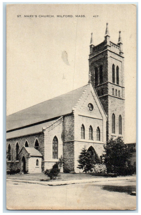 c1910 St. Mary's Church Milford Massachusetts MA Antique Unposted Postcard