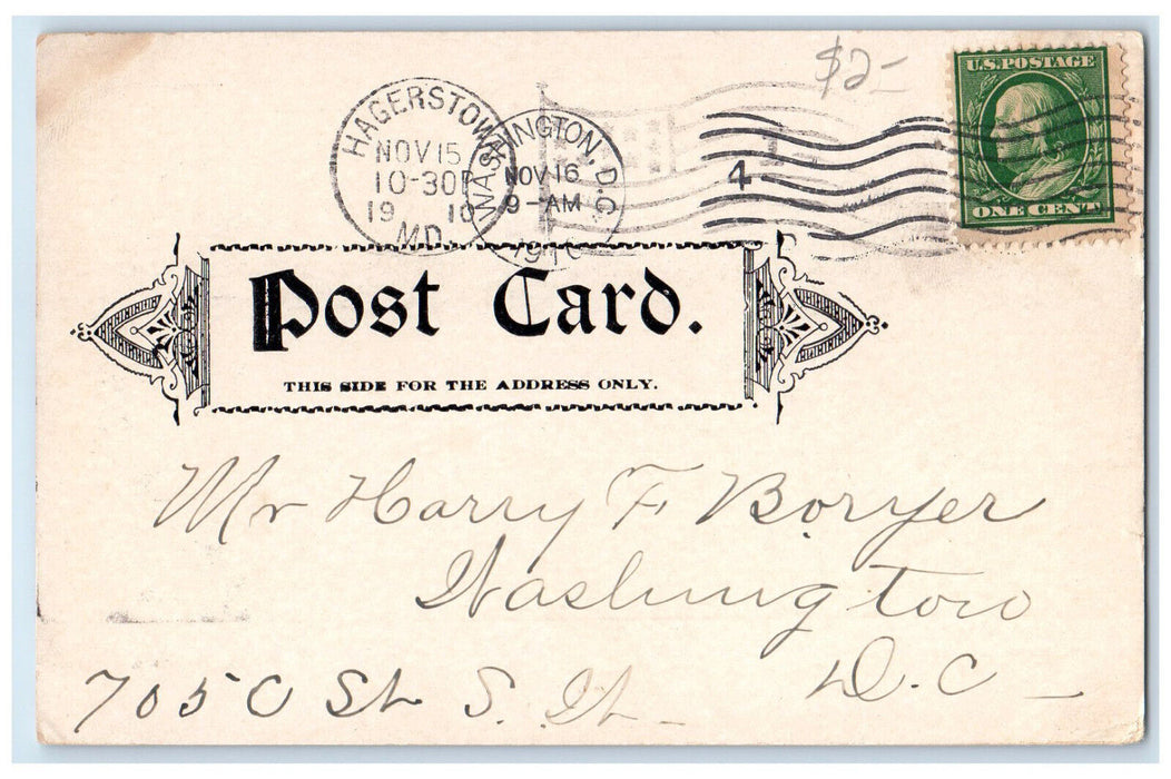 1910 East North Street Hagerstown Maryland MD Antique Posted Postcard