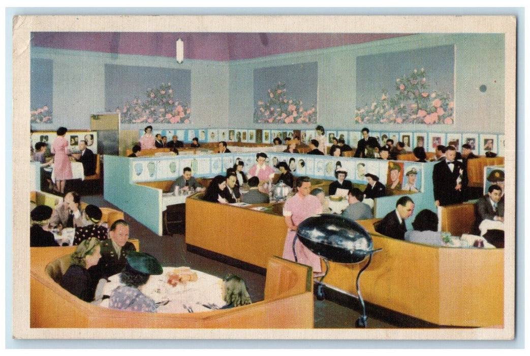 1944 Sardi's Restaurant Dining Room Interior Hollywood California CA Postcard