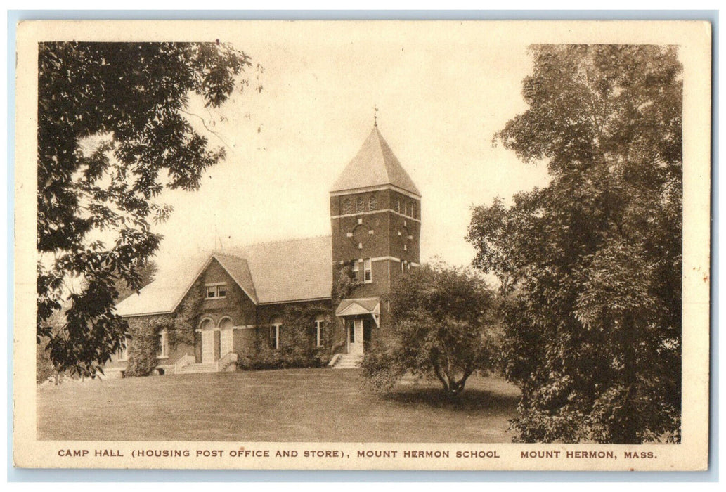 c1940's Camp Hall Office Store School Mount Hermon Massachusetts MA Postcard