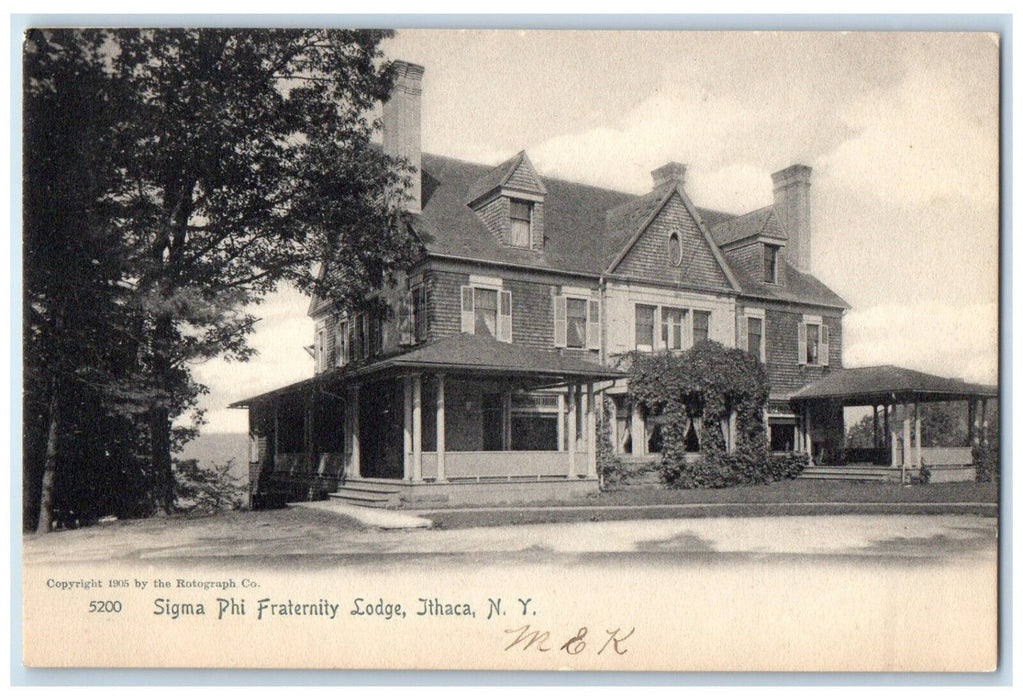 c1905 Sigma Phi Fraternity Lodge Ithaca New York NY Antique Unposted Postcard