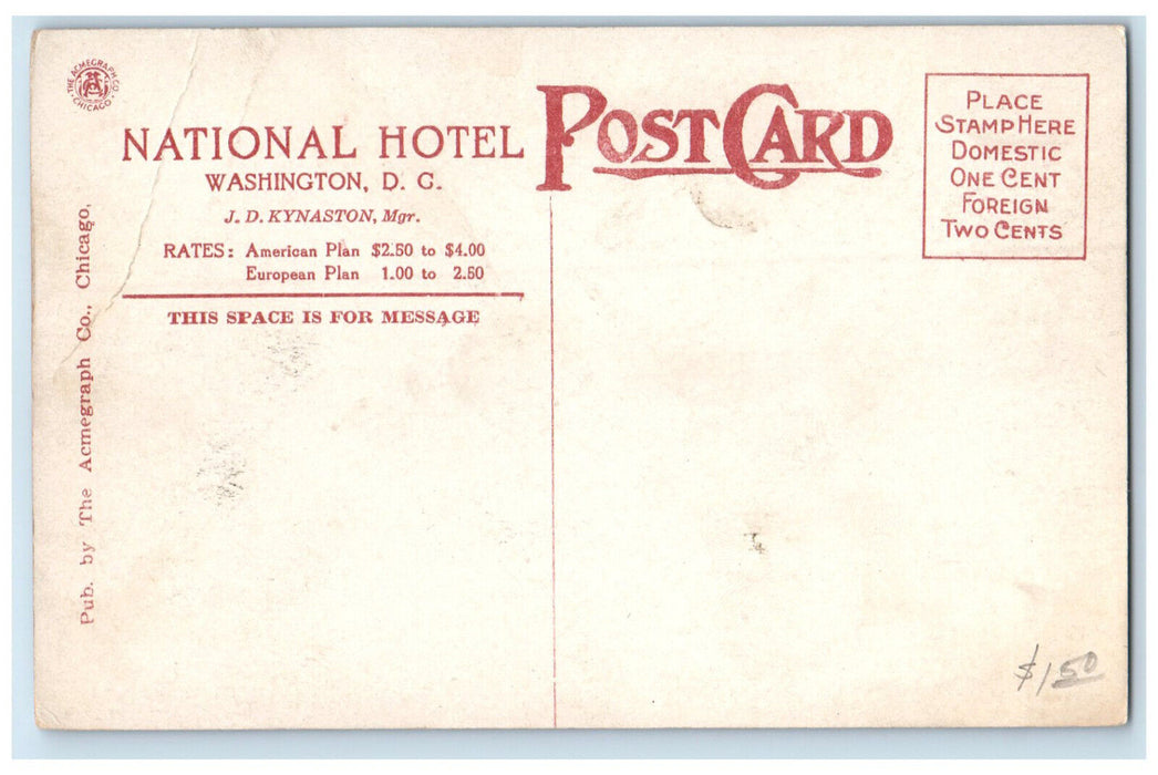 c1950 Dining Room National Hotel Winter Garden Washington DC Antique Postcard