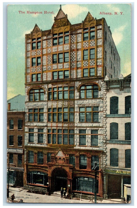 c1910 The Hampton Hotel Building Albany New York NY Antique Posted Postcard