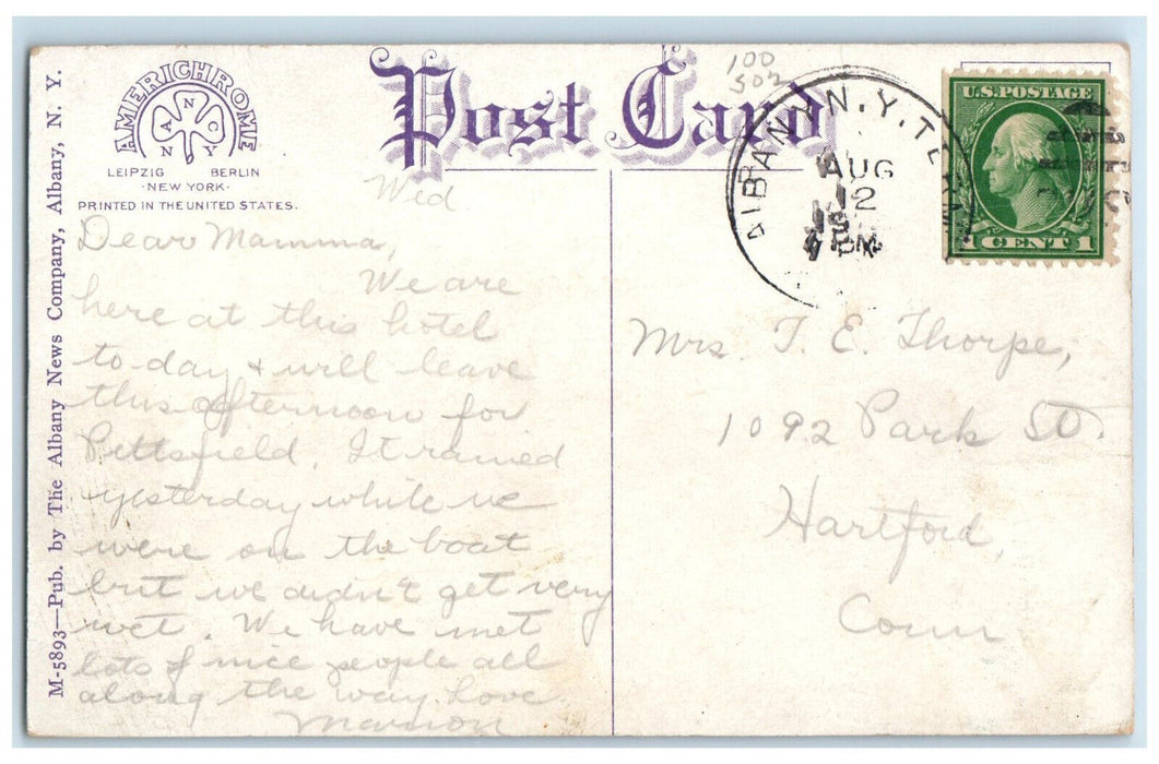c1910 The Hampton Hotel Building Albany New York NY Antique Posted Postcard