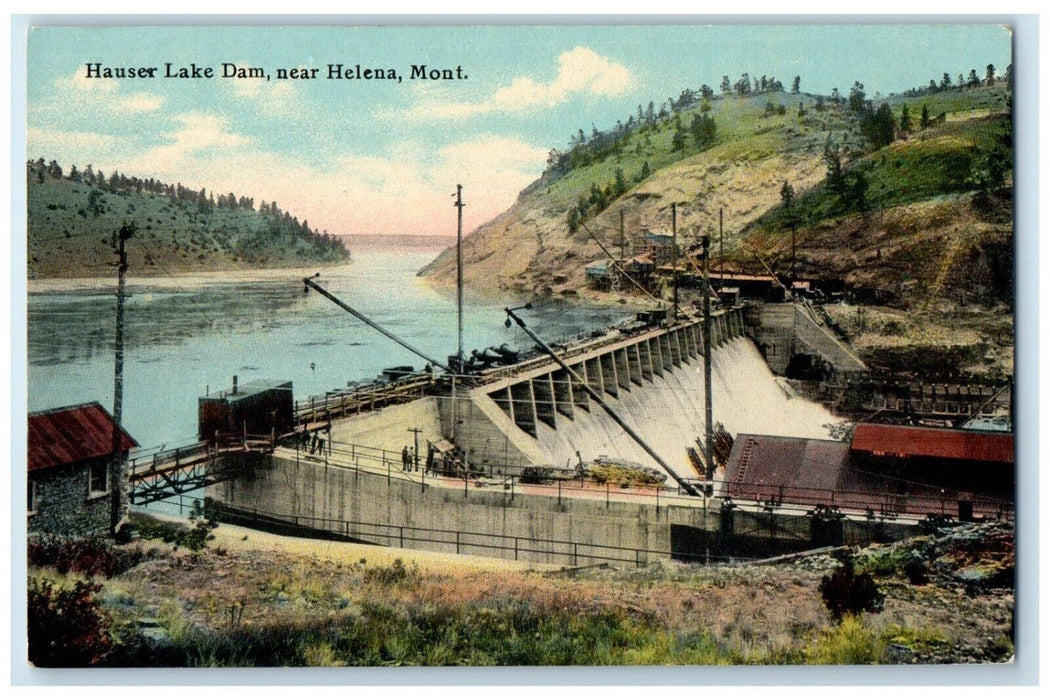 c1910's View Of Hauser Lake Dam Near Helena Montana MT Unposted Antique Postcard