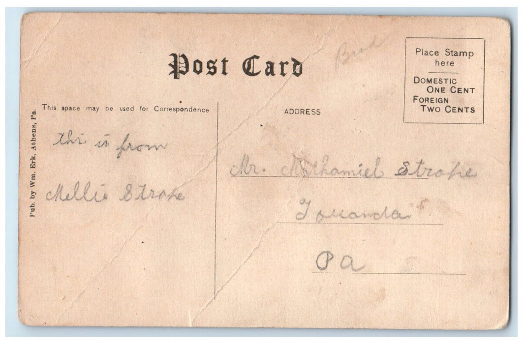 c1910's Public Library Building Towanda Pennsylvania PA Posted Antique Postcard