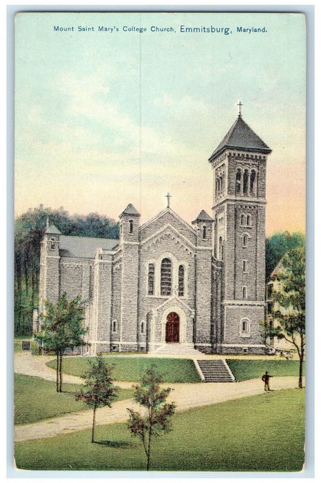 c1910's Mount Saint Mary's College Church Emmitsburg Maryland MD Postcard