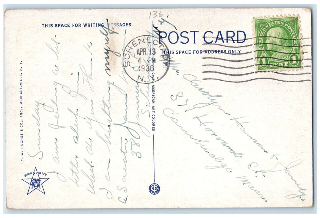 1936 Blue Gate Entrance To Union College Schenectady New York NY Posted Postcard
