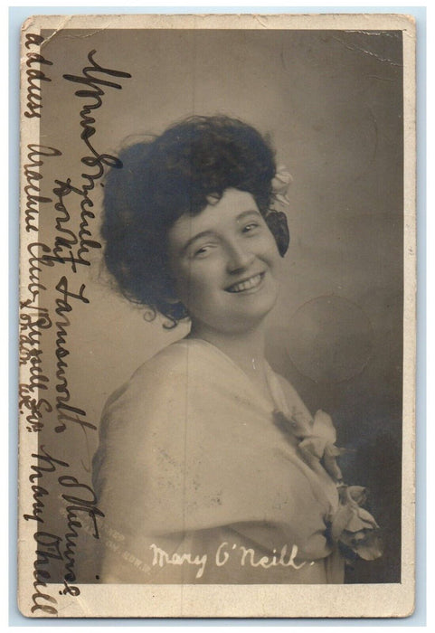 1904 Mary Devenport Oneill Irish Poet Autograph RPPC Photo Antique Postcard