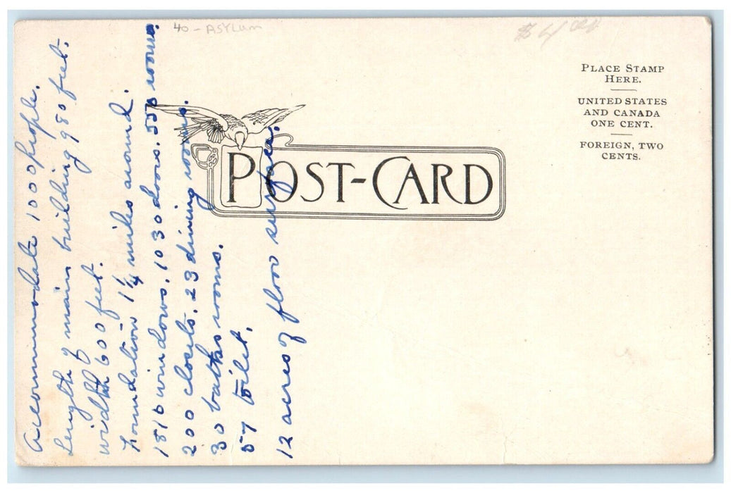 c1905 Greeting From Cherokee Iowa IA, Hospital For Insane Asylum Posted Postcard