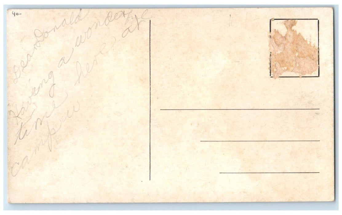 c1910's Camp Ouatoga Grafton Illinois IL, Cabin House Forest Antique Postcard