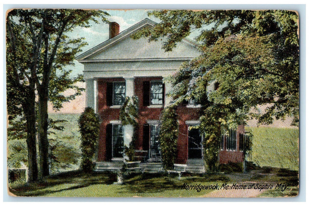 1909 Home of Sophie May Norridgewock Maine ME Posted Antique Postcard