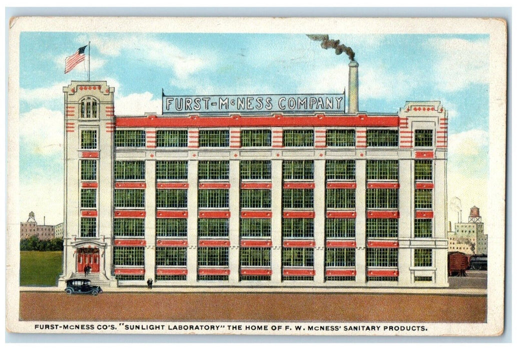 Furst McNess Company Sunlight Laboratory Sanitary Products Freeport IL Postcard