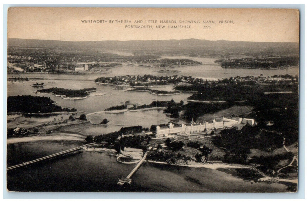 c1940's Wentworth-By-The-Sea Little Harbor Naval Prison Portsmouth NH Postcard