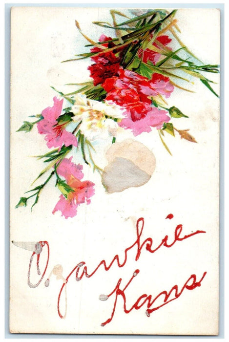 Ozawkie Kansas KS, Flowers Rade Hardens Restaurant Menu Vintage Postcard