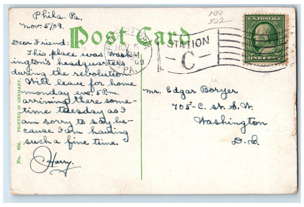 1909 Livsey House Philadelphia Pennsylvania PA Antique Posted Postcard