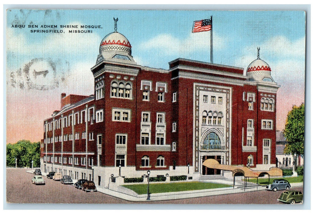 c1950's Abqu Ben Adhem Shrine Mosque Springfield Missouri MO Posted Postcard