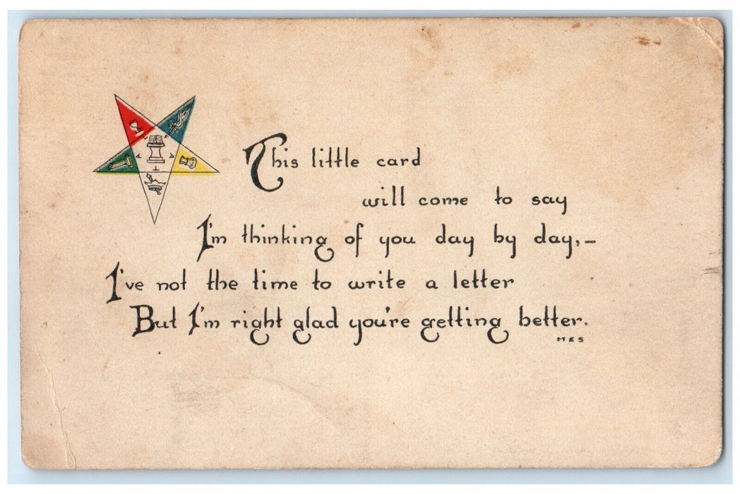 1923 Letter Message Thinking Of You Masonic Lodge New Palestine IN Postcard