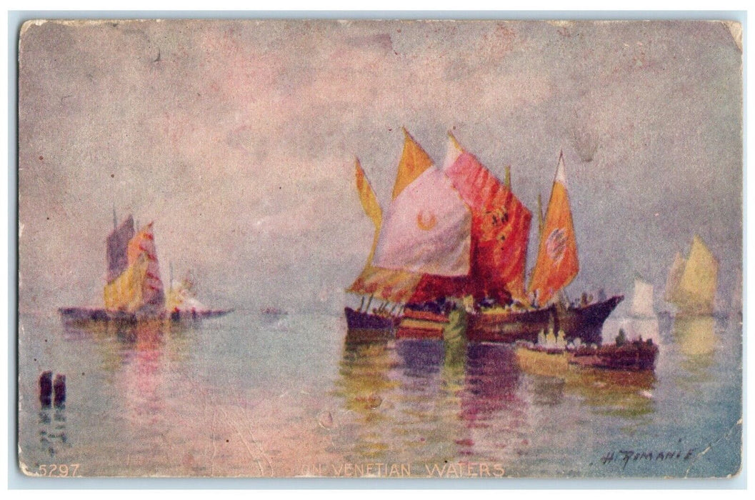 1907 On Venetian Waters Boats Scene Indian Springs Indiana IN Antique Postcard