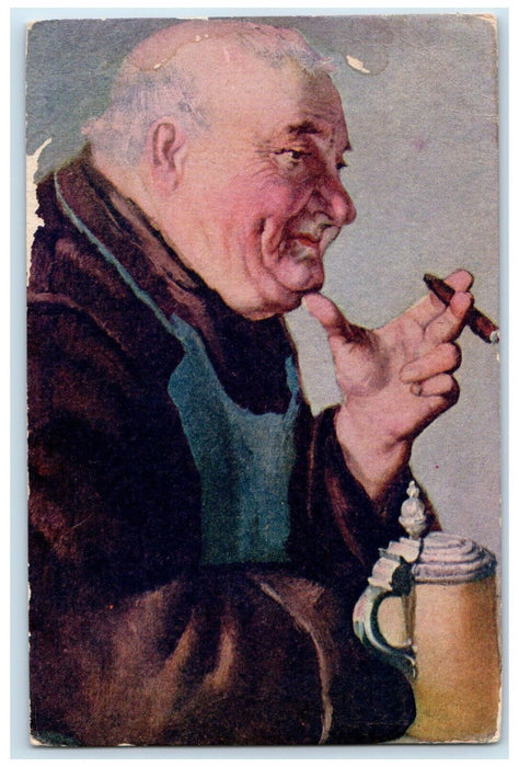 1909 Old Man Smoking Cigarette Mount Etna Indian IN Posted Antique Postcard