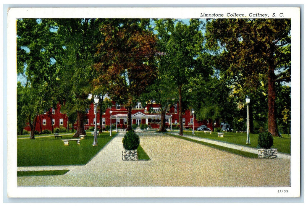 c1930's Limestone College Gaffney South Carolina SC Vintage Unposted Postcard
