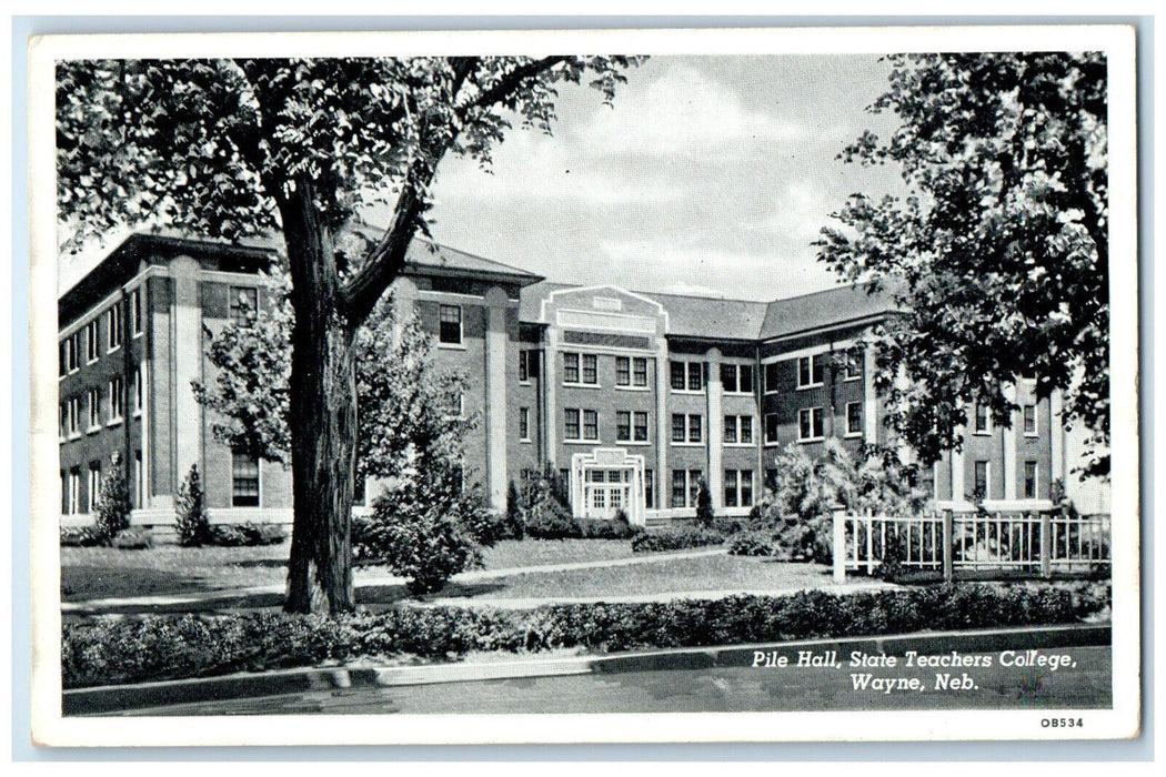 c1920's Pile Hall State Teachers College Wayne Nebraska NE Antique Postcard