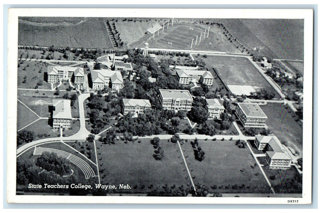 c1950's State Teachers College Aerial View Wayne Nebraska NE Vintage Postcard