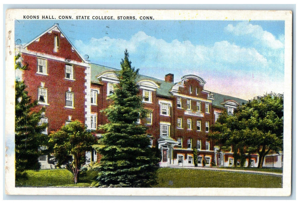 c1920's Koons Hall Connecticut State College Storrs Connecticut CT Postcard
